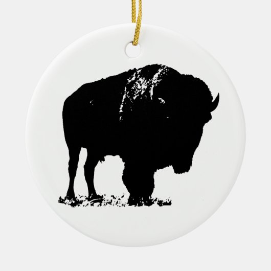 Zwarte en witte Pop Art Bison Buffalo Keramisch Ornament (Voorkant)