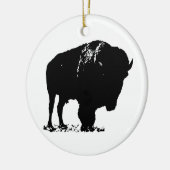 Zwarte en witte Pop Art Bison Buffalo Keramisch Ornament (Links)