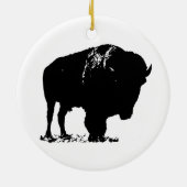 Zwarte en witte Pop Art Bison Buffalo Keramisch Ornament (Achterkant)