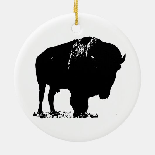 Zwarte en witte Pop Art Bison Buffalo Keramisch Ornament (Achterkant)