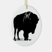 Zwarte en witte Pop Art Bison Buffalo Keramisch Ornament (Rechts)