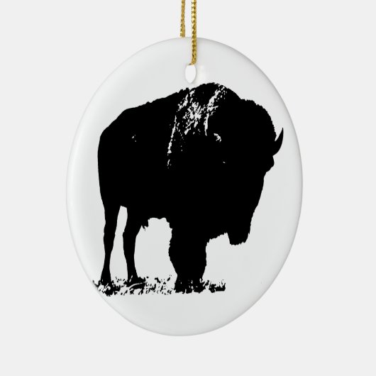Zwarte en witte Pop Art Bison Buffalo Keramisch Ornament (Rechts)