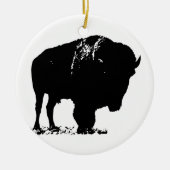 Zwarte en witte Pop Art Bison Buffalo Keramisch Ornament (Voorkant)