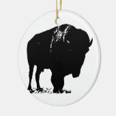 Zwarte en witte Pop Art Bison Buffalo Keramisch Ornament (Links)