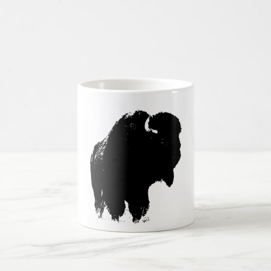 Zwarte en witte Pop Art Bison Buffalo Koffiemok (Center)
