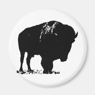 Zwarte en witte Pop Art Bison Buffalo Magneet