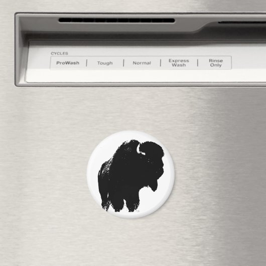 Zwarte en witte Pop Art Bison Buffalo Magneet (Insitu (Vaatwasser))