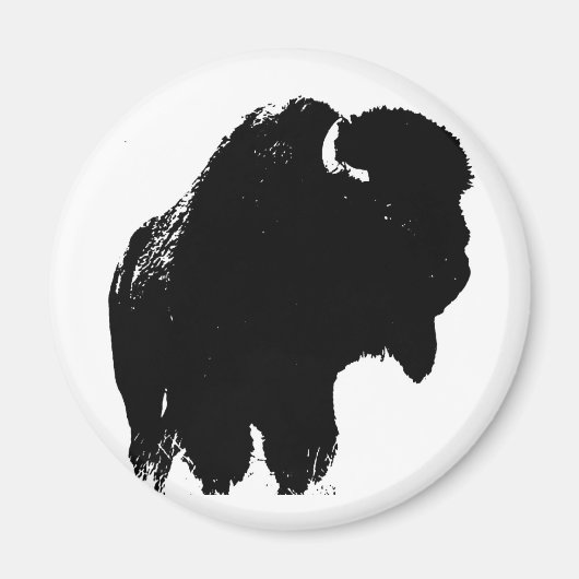 Zwarte en witte Pop Art Bison Buffalo Magneet (Voorkant)