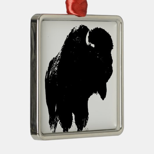 Zwarte en witte Pop Art Bison Buffalo Metalen Ornament (Rechts)