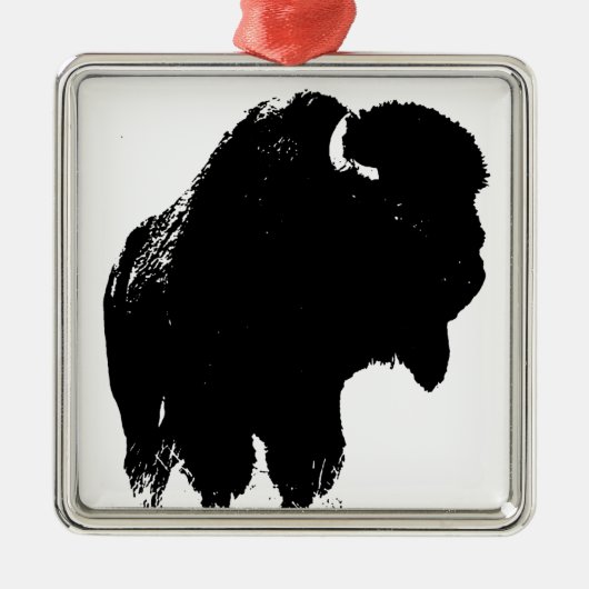 Zwarte en witte Pop Art Bison Buffalo Metalen Ornament (Voorkant)