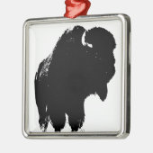 Zwarte en witte Pop Art Bison Buffalo Metalen Ornament (Links)