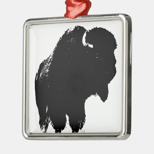 Zwarte en witte Pop Art Bison Buffalo Metalen Ornament (Links)
