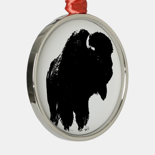 Zwarte en witte Pop Art Bison Buffalo Metalen Ornament (Rechts)