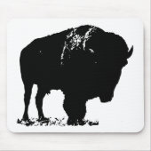 Zwarte en witte Pop Art Bison Buffalo Muismat (Voorkant)