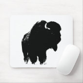 Zwarte en witte Pop Art Bison Buffalo Muismat (Met muis)