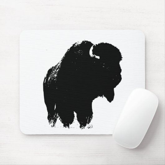 Zwarte en witte Pop Art Bison Buffalo Muismat (Met muis)