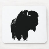 Zwarte en witte Pop Art Bison Buffalo Muismat (Voorkant)