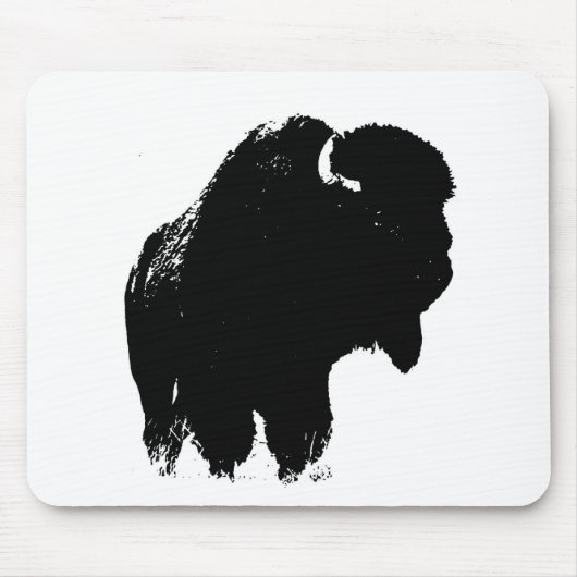 Zwarte en witte Pop Art Bison Buffalo Muismat (Voorkant)
