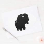 Zwarte en witte Pop Art Bison Buffalo Ovale Sticker (Envelop)