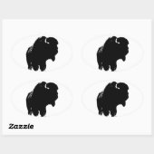 Zwarte en witte Pop Art Bison Buffalo Ovale Sticker (Vel)