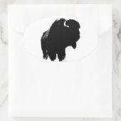 Zwarte en witte Pop Art Bison Buffalo Ovale Sticker (Tas)