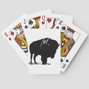 Zwarte en witte Pop Art Bison Buffalo Pokerkaarten