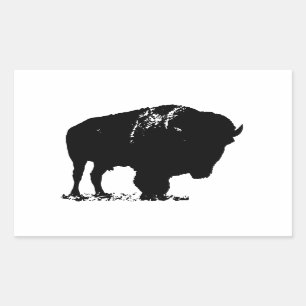 Zwarte en witte Pop Art Bison Buffalo Rechthoekige Sticker