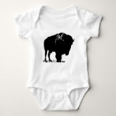 Zwarte en witte Pop Art Bison Buffalo Romper (Voorkant)