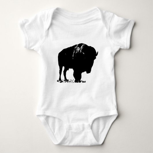 Zwarte en witte Pop Art Bison Buffalo Romper (Voorkant)
