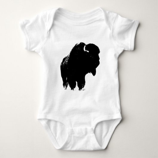 Zwarte en witte Pop Art Bison Buffalo Romper (Voorkant)