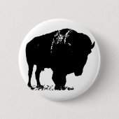 Zwarte en witte Pop Art Bison Buffalo Ronde Button 5,7 Cm (Voorkant)