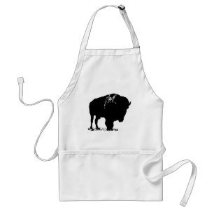 Zwarte en witte Pop Art Bison Buffalo Standaard Schort