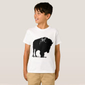 Zwarte en witte Pop Art Bison Buffalo T-shirt (Voorkant volledig)