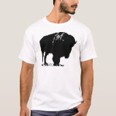 Zwarte en witte Pop Art Bison Buffalo T-shirt (Voorkant)