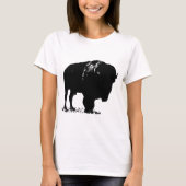 Zwarte en witte Pop Art Bison Buffalo T-shirt (Voorkant)
