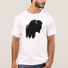 Zwarte en witte Pop Art Bison Buffalo T-shirt
