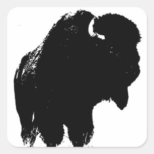 Zwarte en witte Pop Art Bison Buffalo Vierkante Sticker