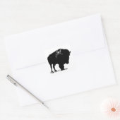 Zwarte en witte Pop Art Bison Buffalo Vierkante Sticker (Envelop)