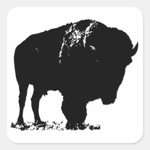 Zwarte en witte Pop Art Bison Buffalo Vierkante Sticker