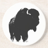 Zwarte en witte Pop Art Bison Buffalo Zandsteen Onderzetter (Voorkant)