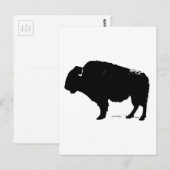 Zwarte en witte Pop Art Buffalo Bison Briefkaart (Voorkant / Achterkant)