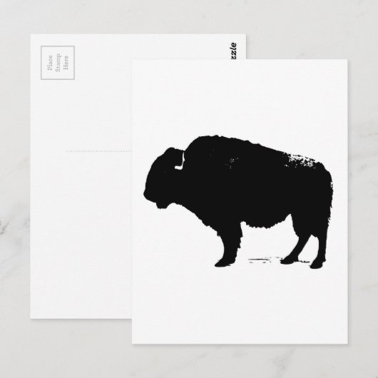 Zwarte en witte Pop Art Buffalo Bison Briefkaart (Voorkant / Achterkant)