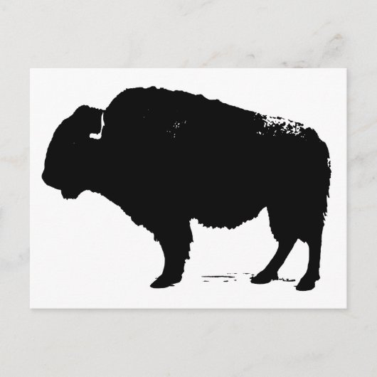 Zwarte en witte Pop Art Buffalo Bison Briefkaart (Voorkant)