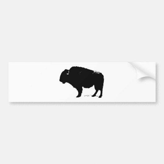 Zwarte en witte Pop Art Buffalo Bison Bumpersticker (Voorkant)