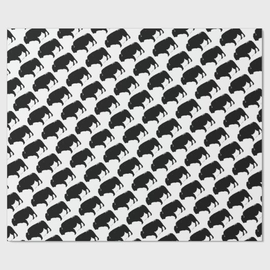 Zwarte en witte Pop Art Buffalo Bison Cadeaupapier (Vlak)