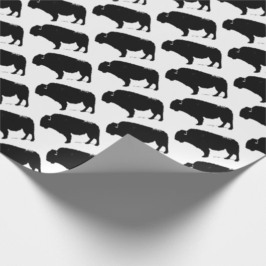Zwarte en witte Pop Art Buffalo Bison Cadeaupapier (Hoek)