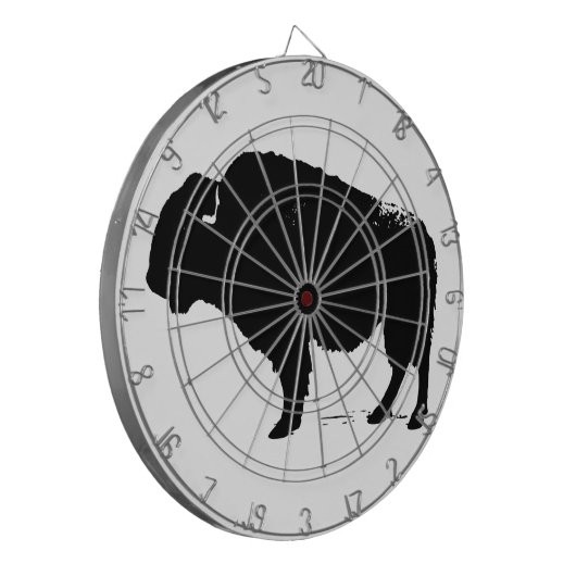 Zwarte en witte Pop Art Buffalo Bison Dartbord (Voorkant Links)