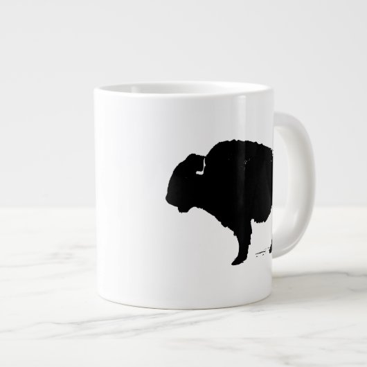 Zwarte en witte Pop Art Buffalo Bison Grote Koffiekop (Voorkant rechts)
