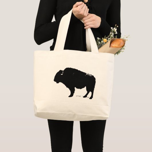 Zwarte en witte Pop Art Buffalo Bison Grote Tote Bag (Voorkant (product))