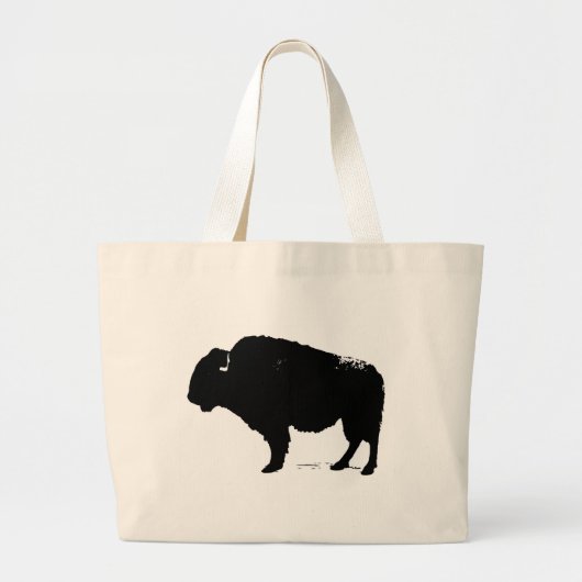 Zwarte en witte Pop Art Buffalo Bison Grote Tote Bag (Voorkant)